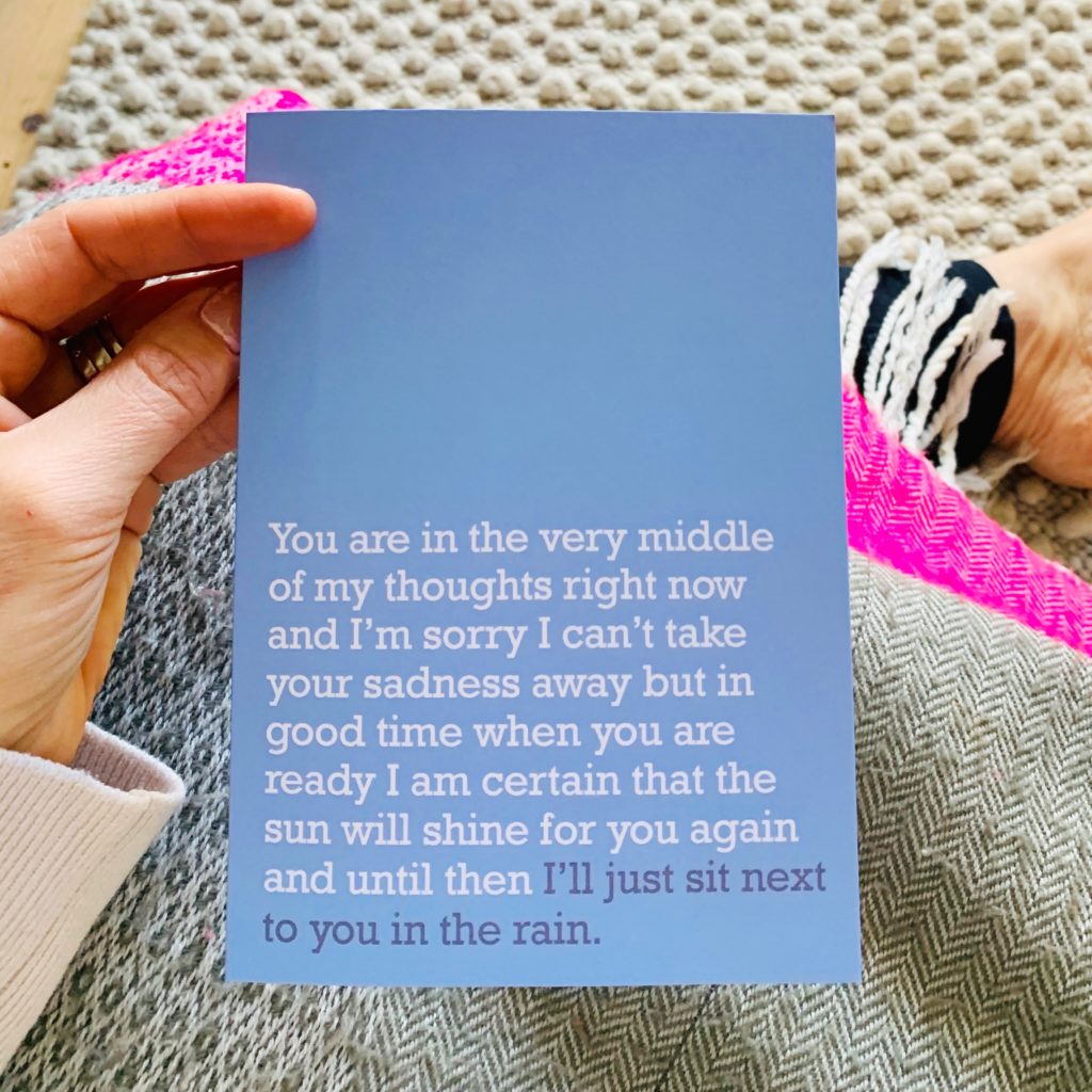 I'll just sit next to you in the rain - Sympathy Card | The Right Lines